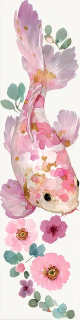 Free printable fish bookmark featuring pink and white fish bookmark